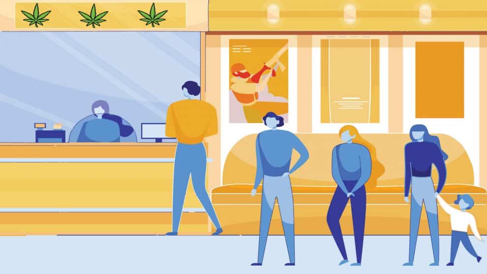 Legalized Marijuana Stores Tend to Customers Standing in Long Queues